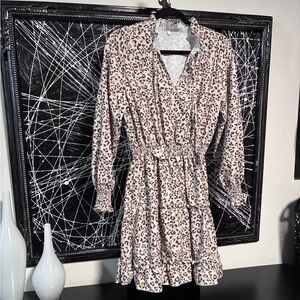 Leopard Print Long Sleeve Dress